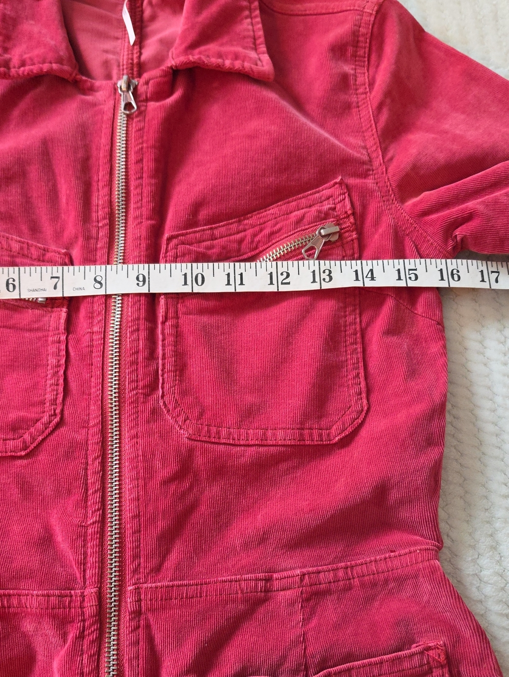 Free People Women's Red Corduroy Zip-Front Jumpsuit - Picture 4 of 9